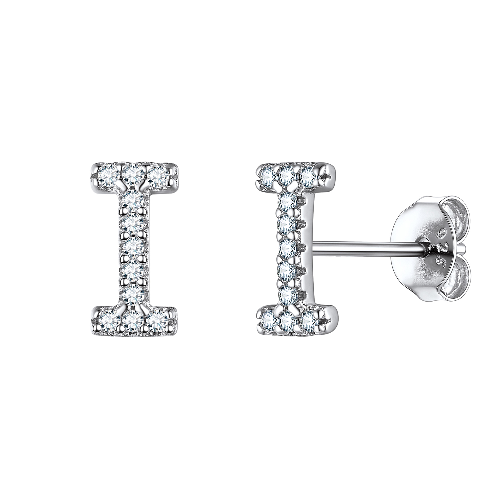 Cubic Zirconia Initial Stud Earrings