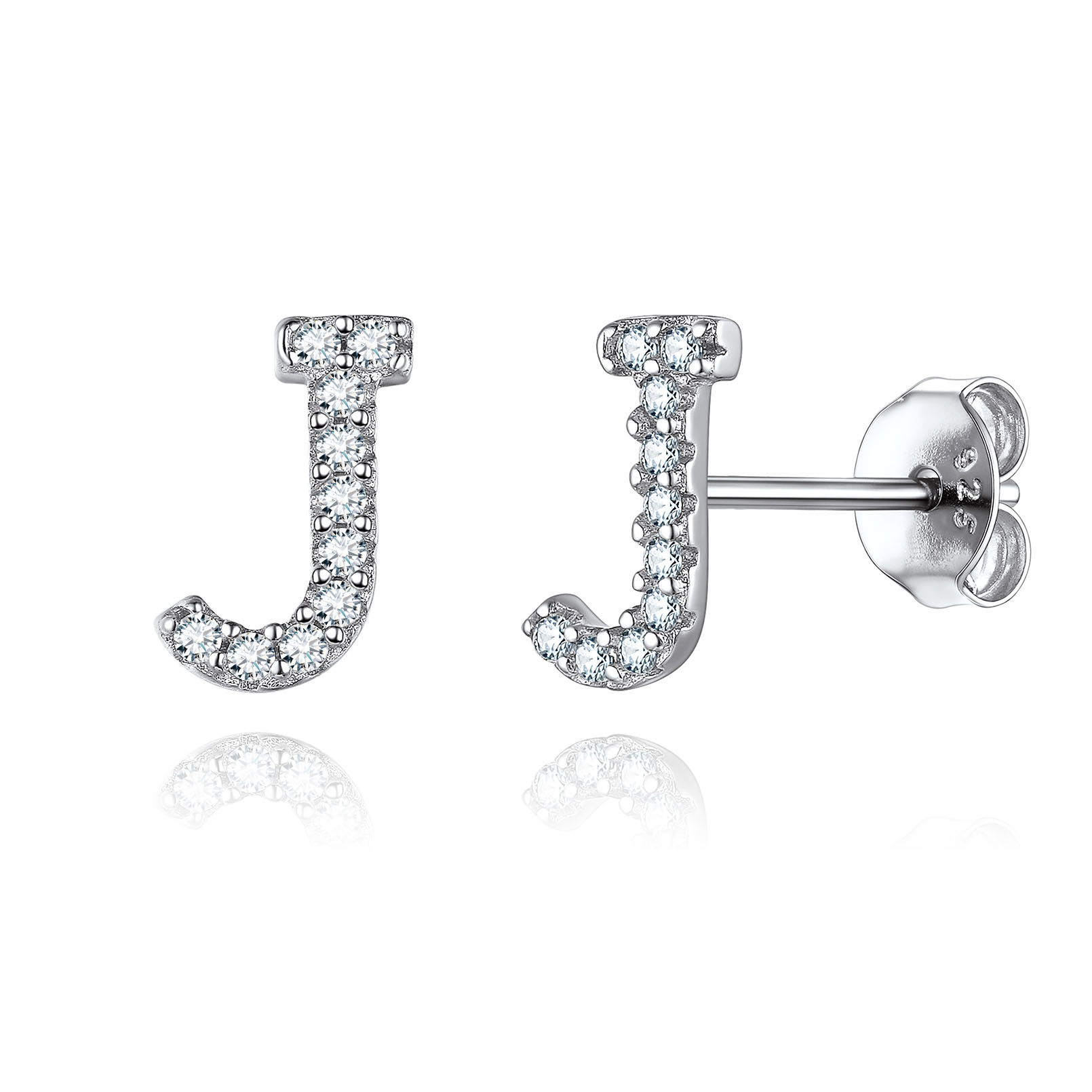 Cubic Zirconia Initial Stud Earrings