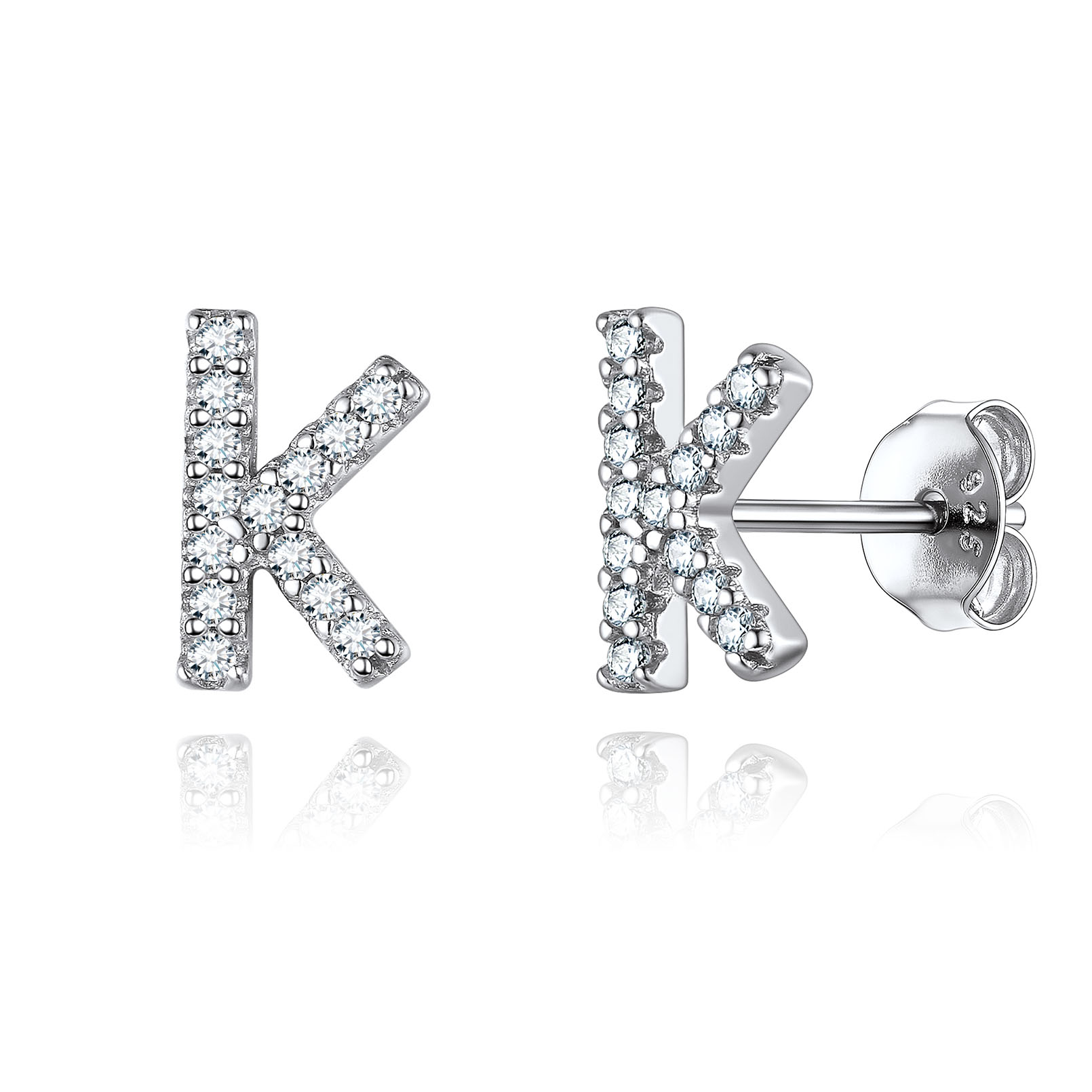 Cubic Zirconia Initial Stud Earrings