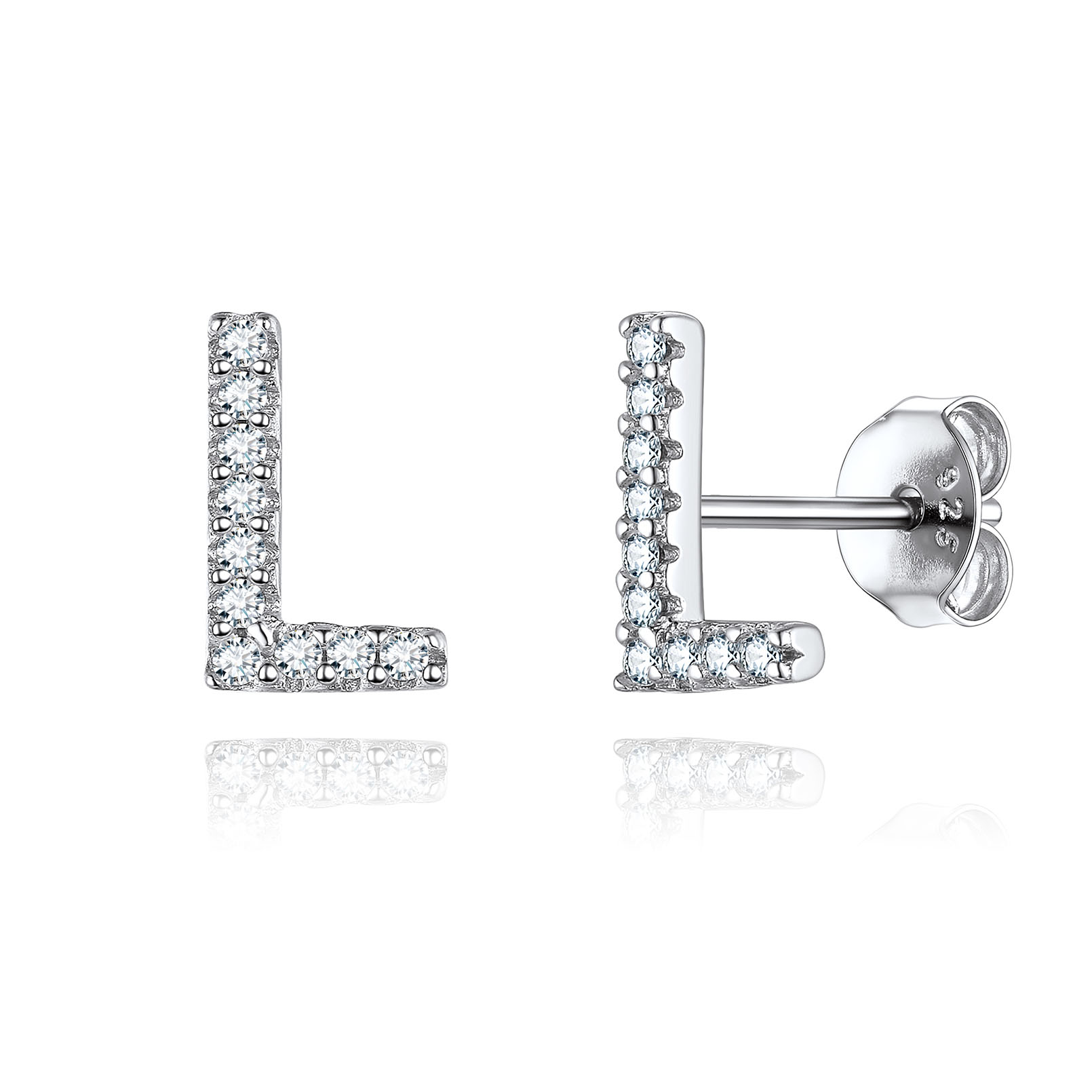 Cubic Zirconia Initial Stud Earrings