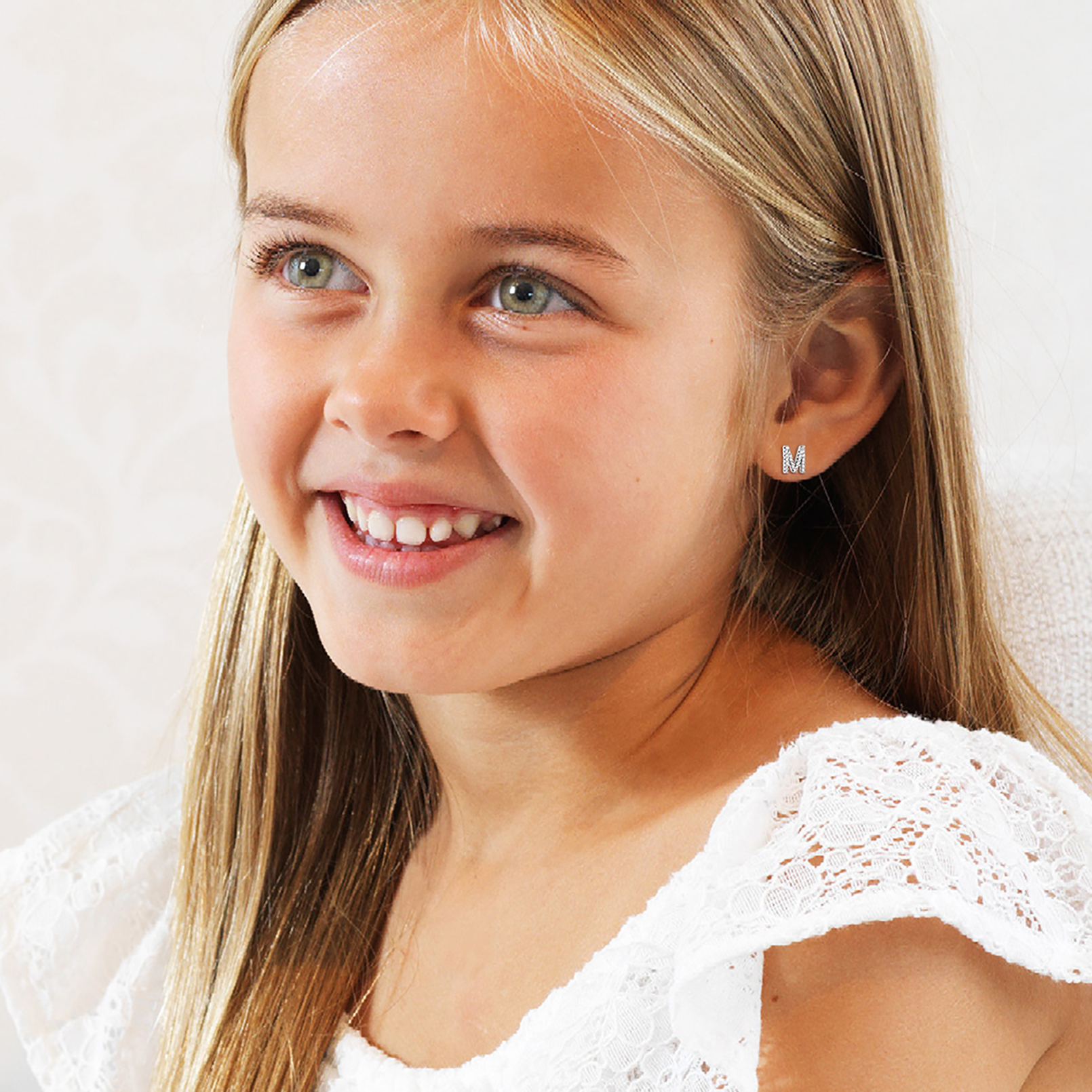 Cubic Zirconia Initial Stud Earrings for girl，Friends