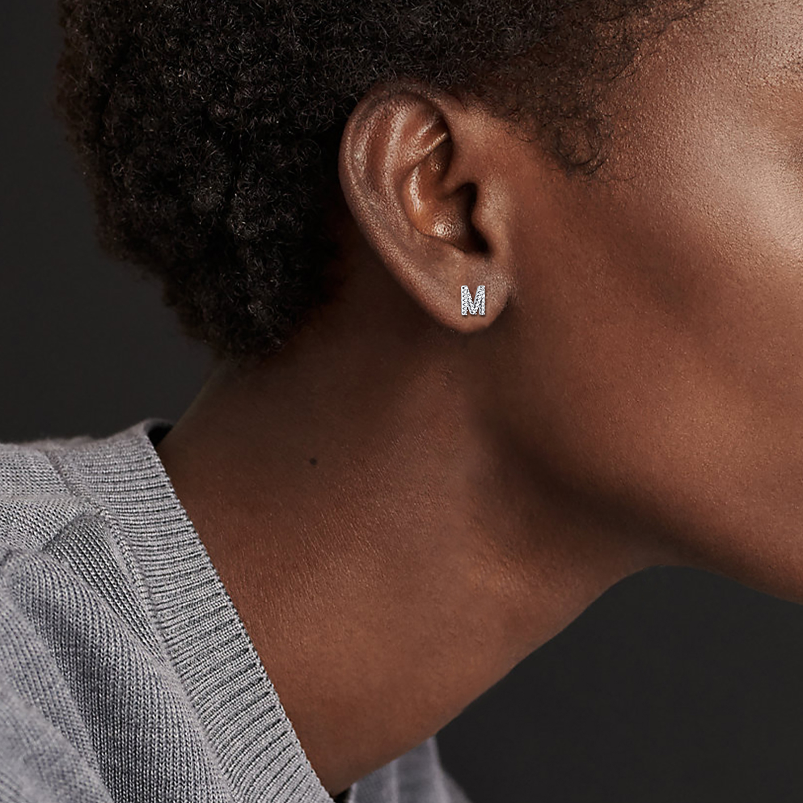 Cubic Zirconia Initial Stud Earrings for Women, Ladies