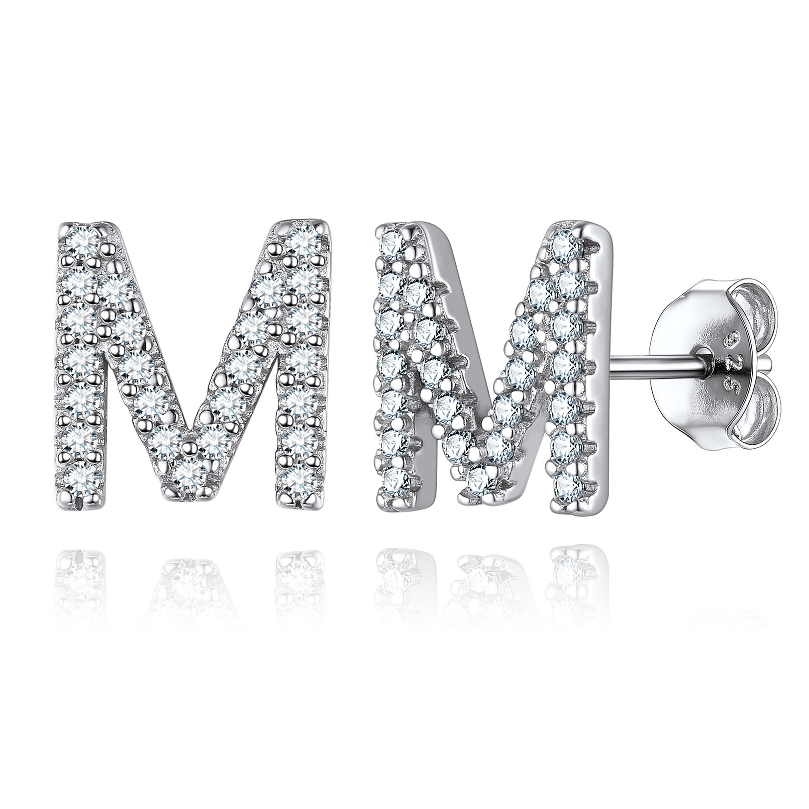 Cubic Zirconia Initial Stud Earrings