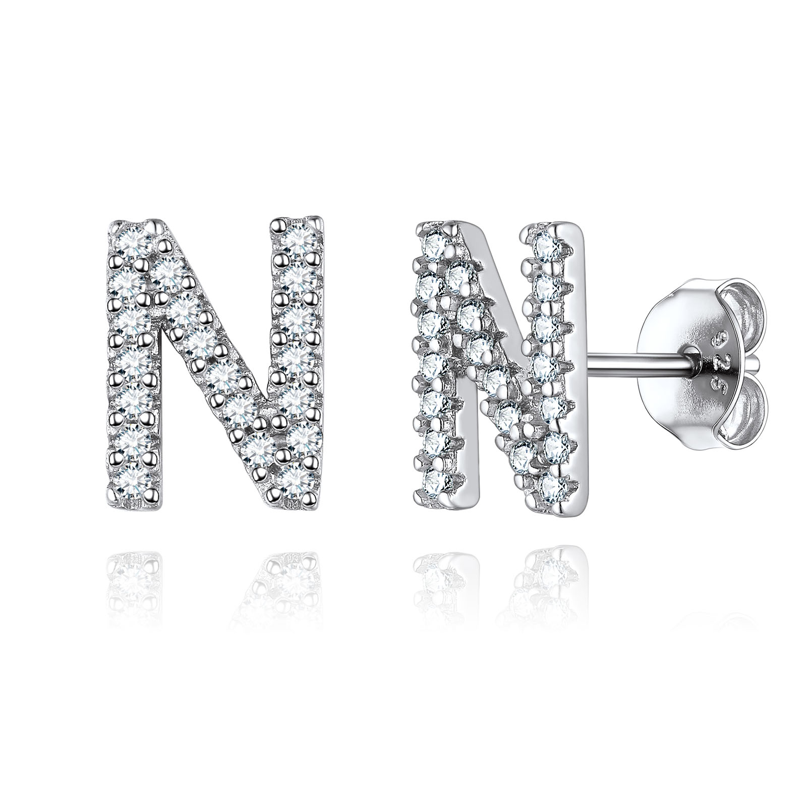 Cubic Zirconia Initial Stud Earrings