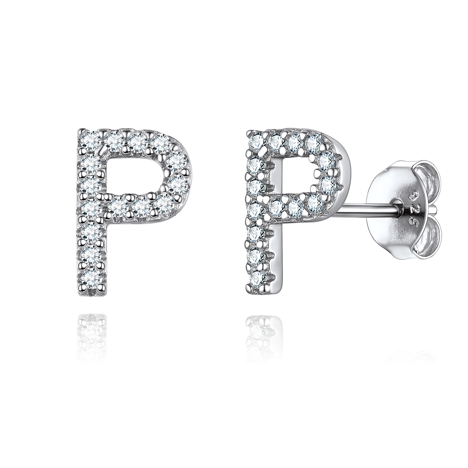 Cubic Zirconia Initial Stud Earrings