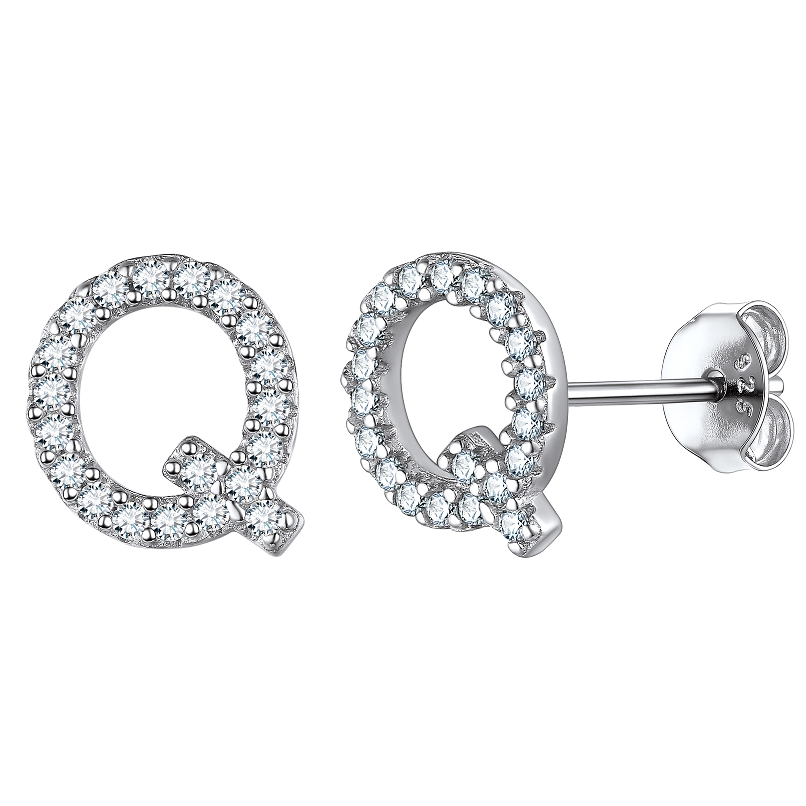 Cubic Zirconia Initial Stud Earrings