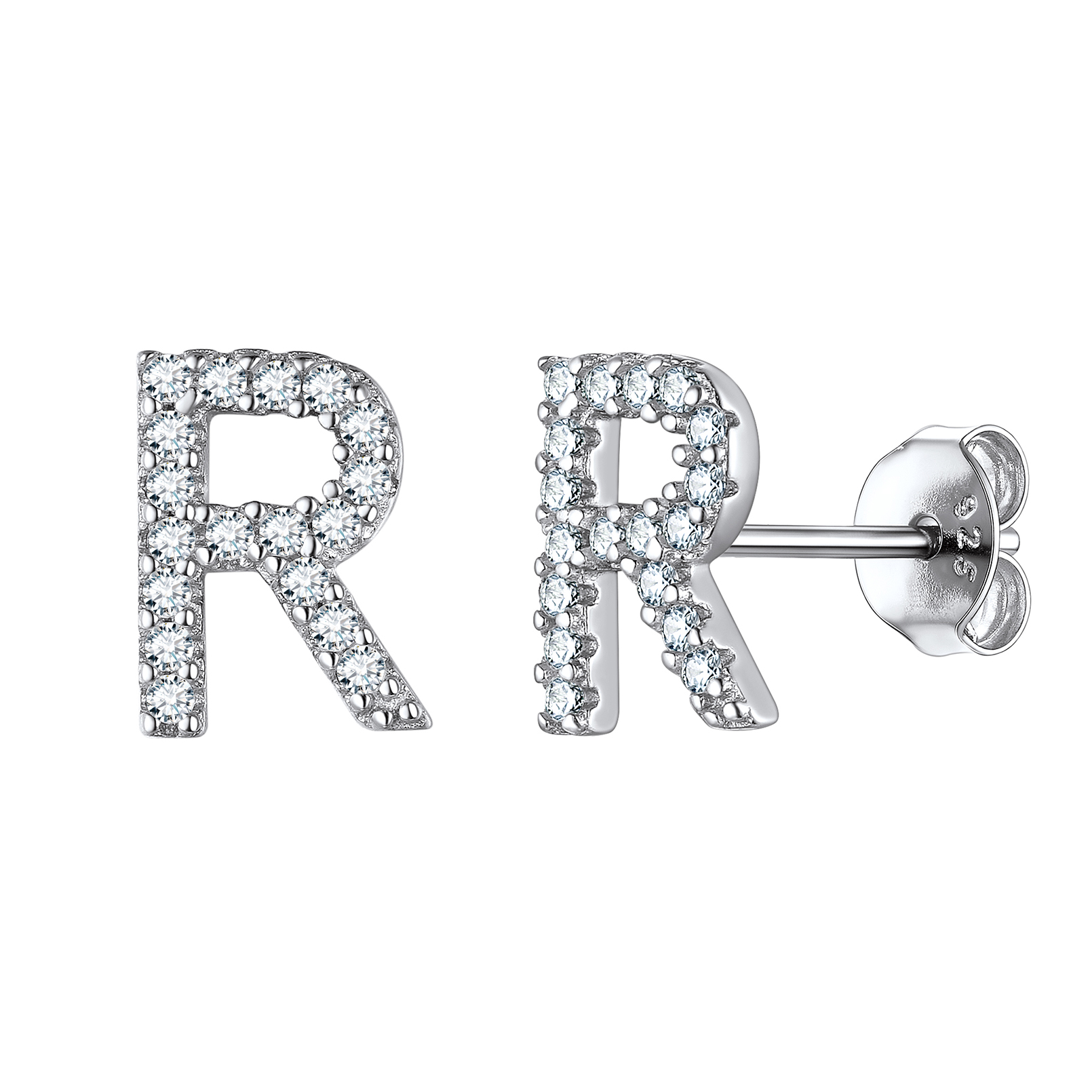 Cubic Zirconia Initial Stud Earrings