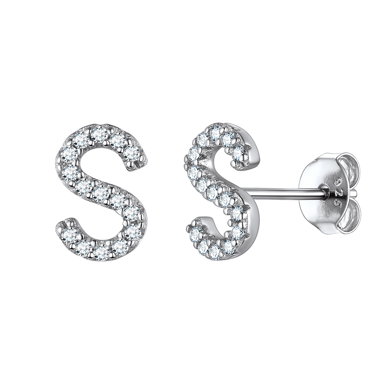 Cubic Zirconia Initial Stud Earrings