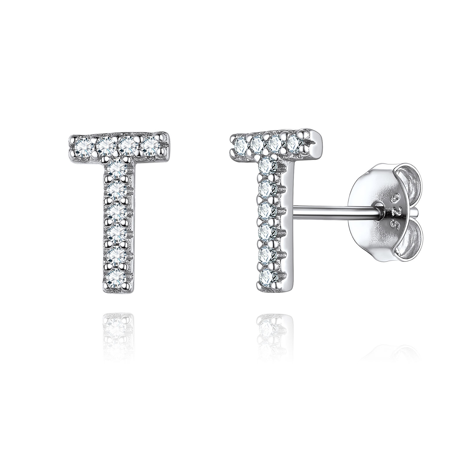 Cubic Zirconia Initial Stud Earrings