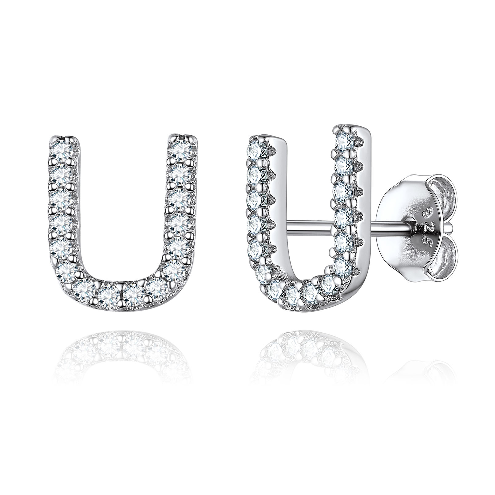 Cubic Zirconia Initial Stud Earrings