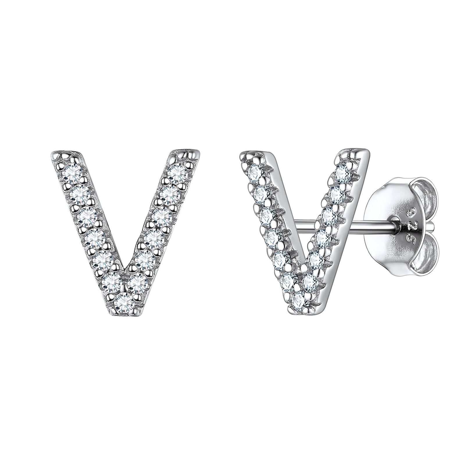 Cubic Zirconia Initial Stud Earrings