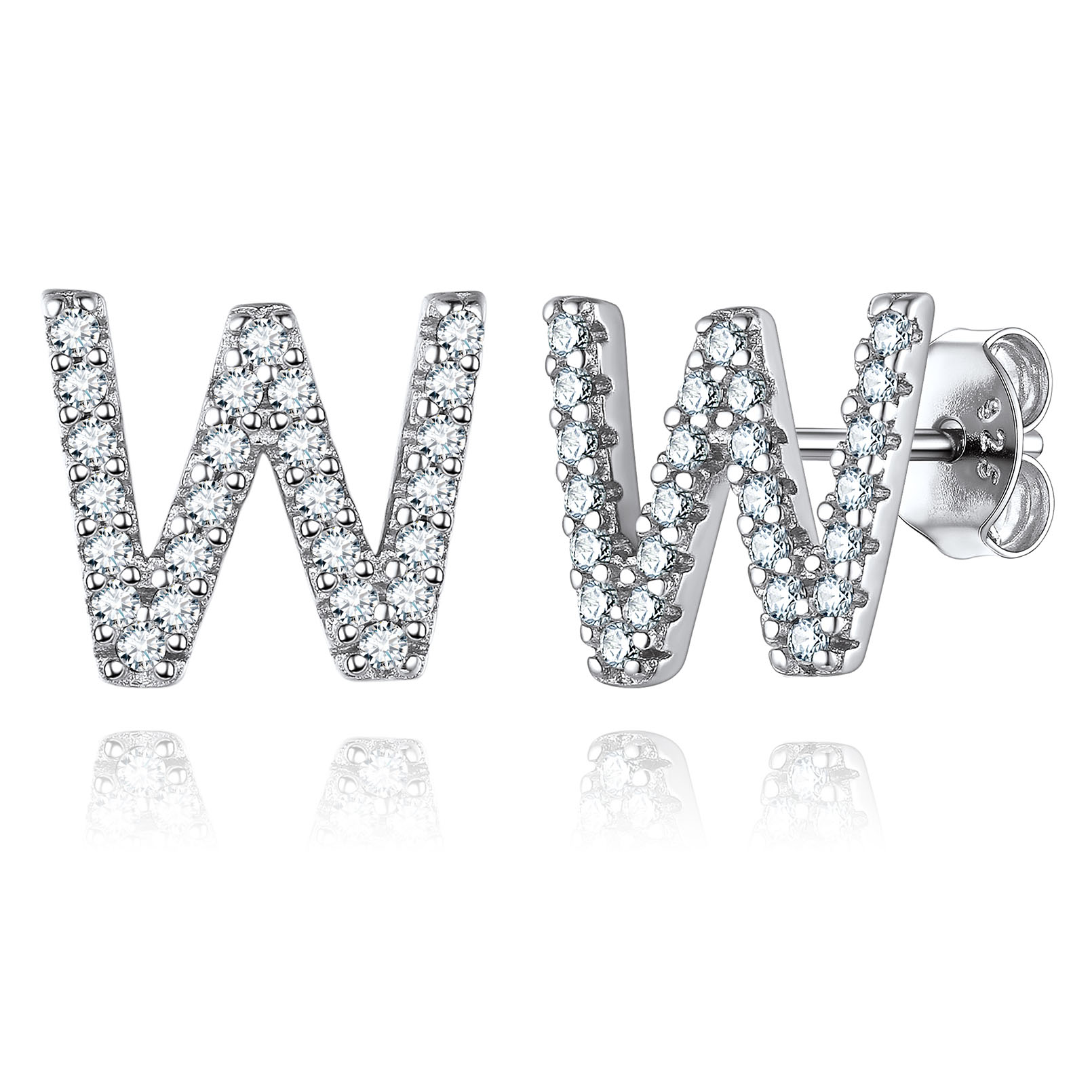Cubic Zirconia Initial Stud Earrings