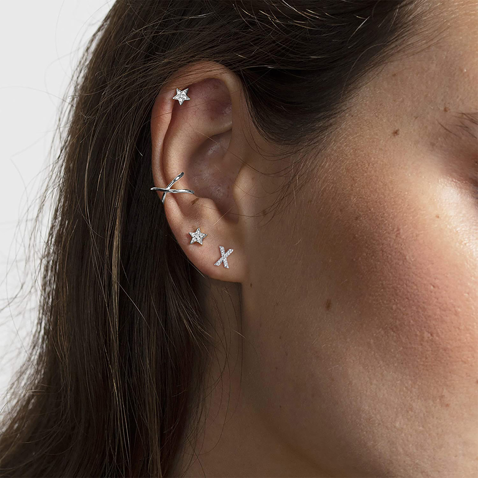 Cubic Zirconia Initial Stud Earrings for Women, Ladies, Mother, Friends, girlfriend