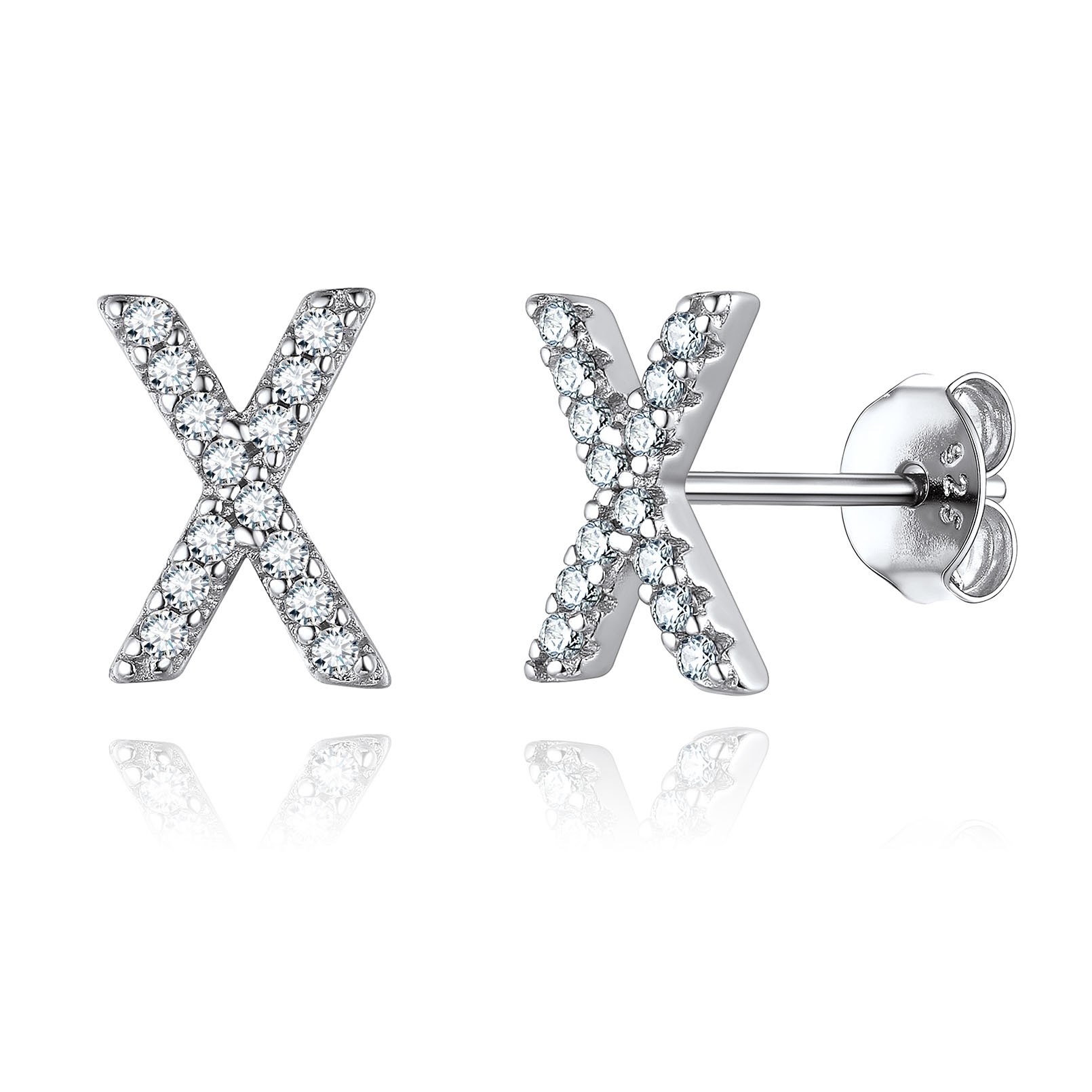 Cubic Zirconia Initial Stud Earrings