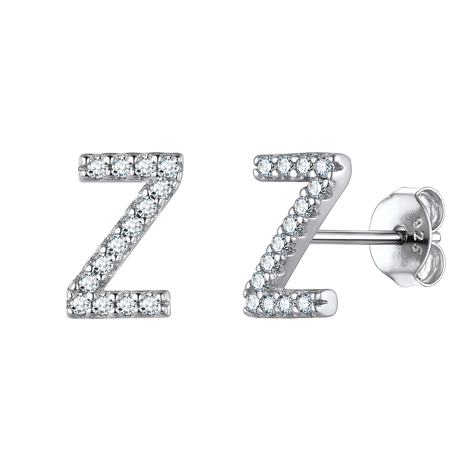 Cubic Zirconia Initial Stud Earrings