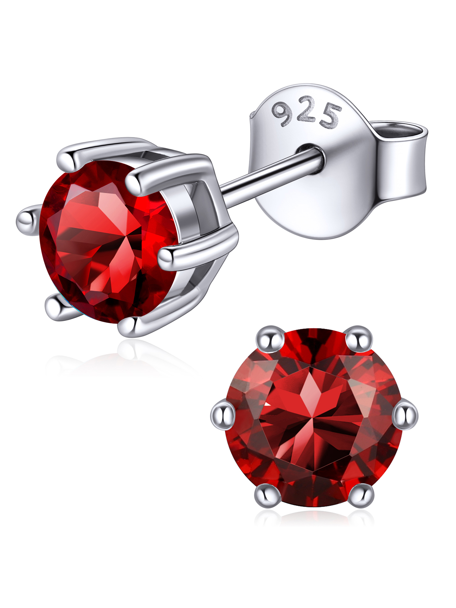 12 Months Sparkling Round Birthstone Halo Stud Earrings