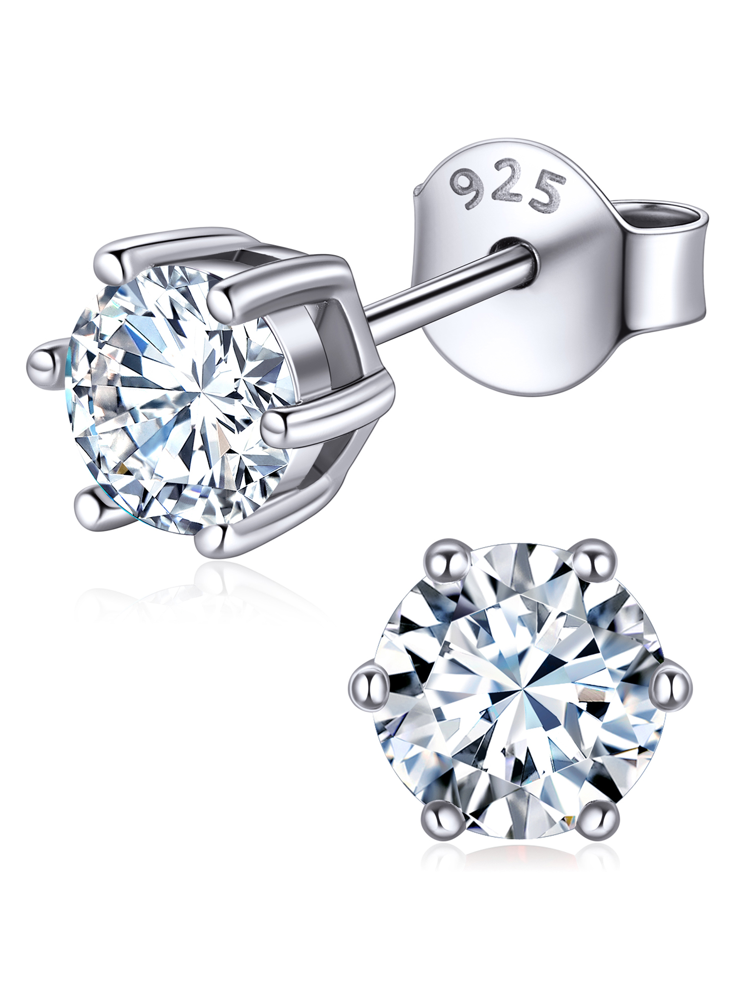 12 Months Sparkling Round Birthstone Halo Stud Earrings, april birthstone, Diamond Jewelry, Aries Birthstone, Taurus Birthstone, sterling silver earrings, gift idea