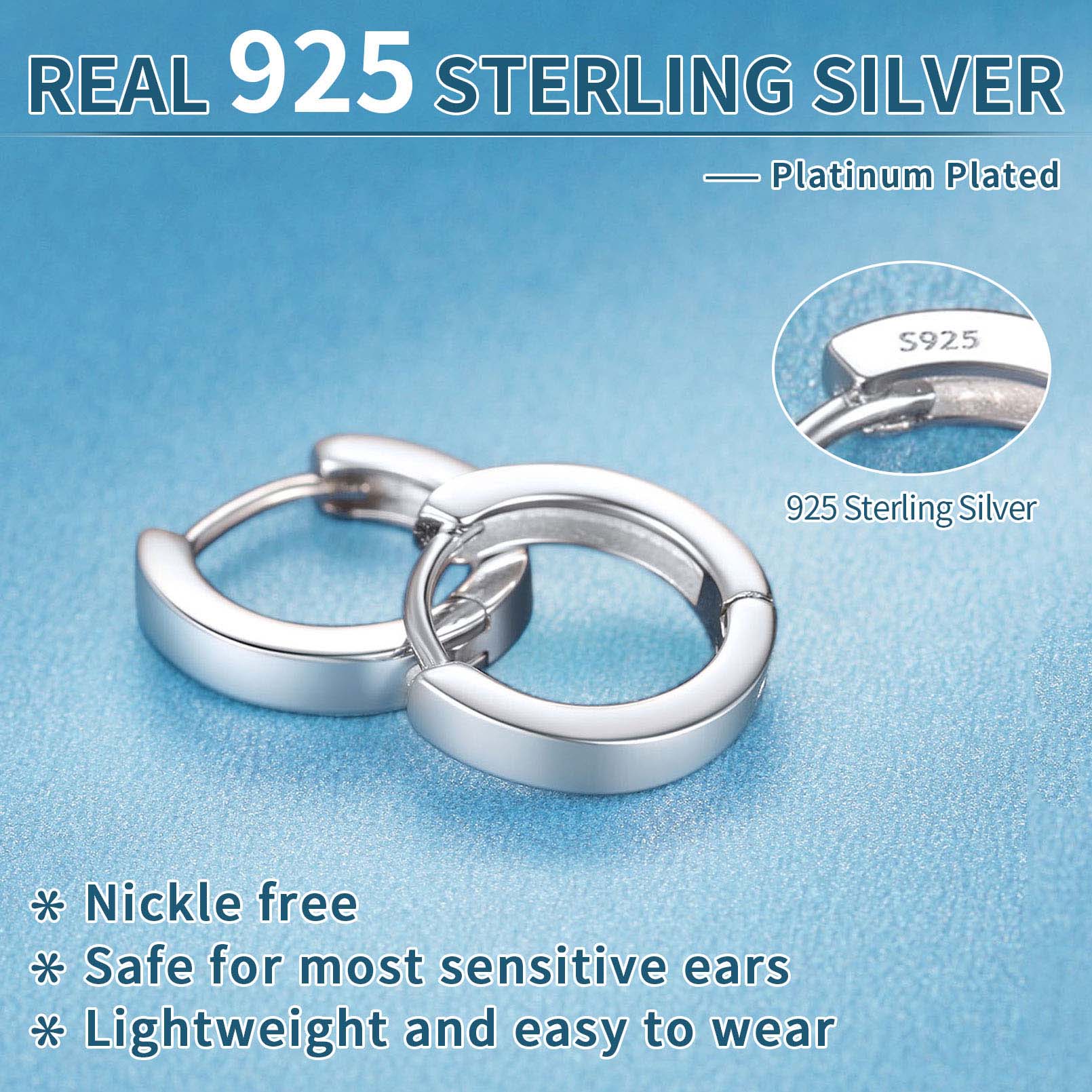 ChicSilver Sterling Silver High Polish Stackable Huggie Hoop Earrings