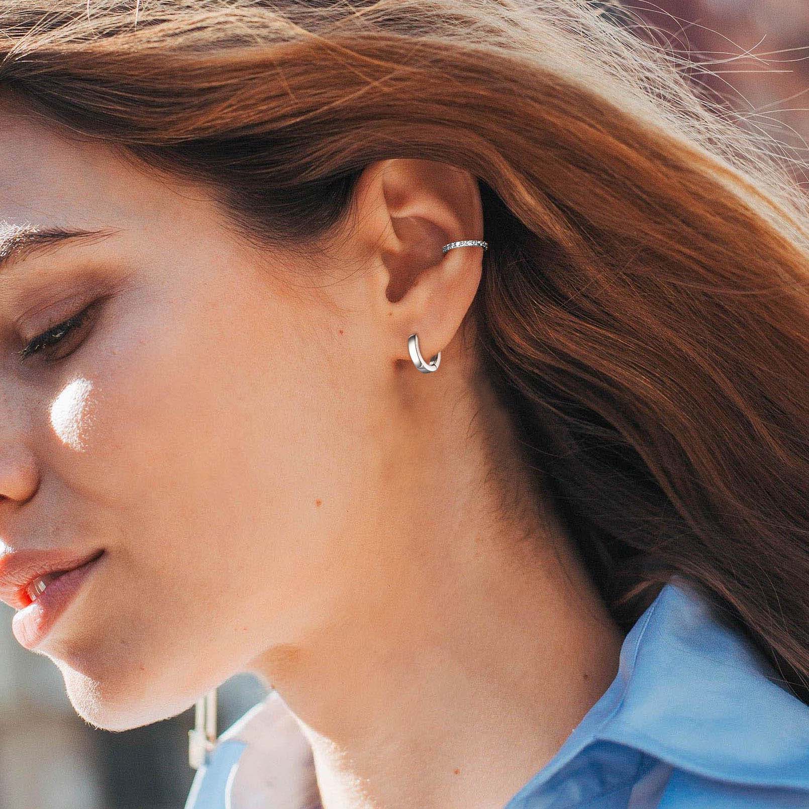 High Polish Stackable Huggie Hoop Earrings for Women, Ladies