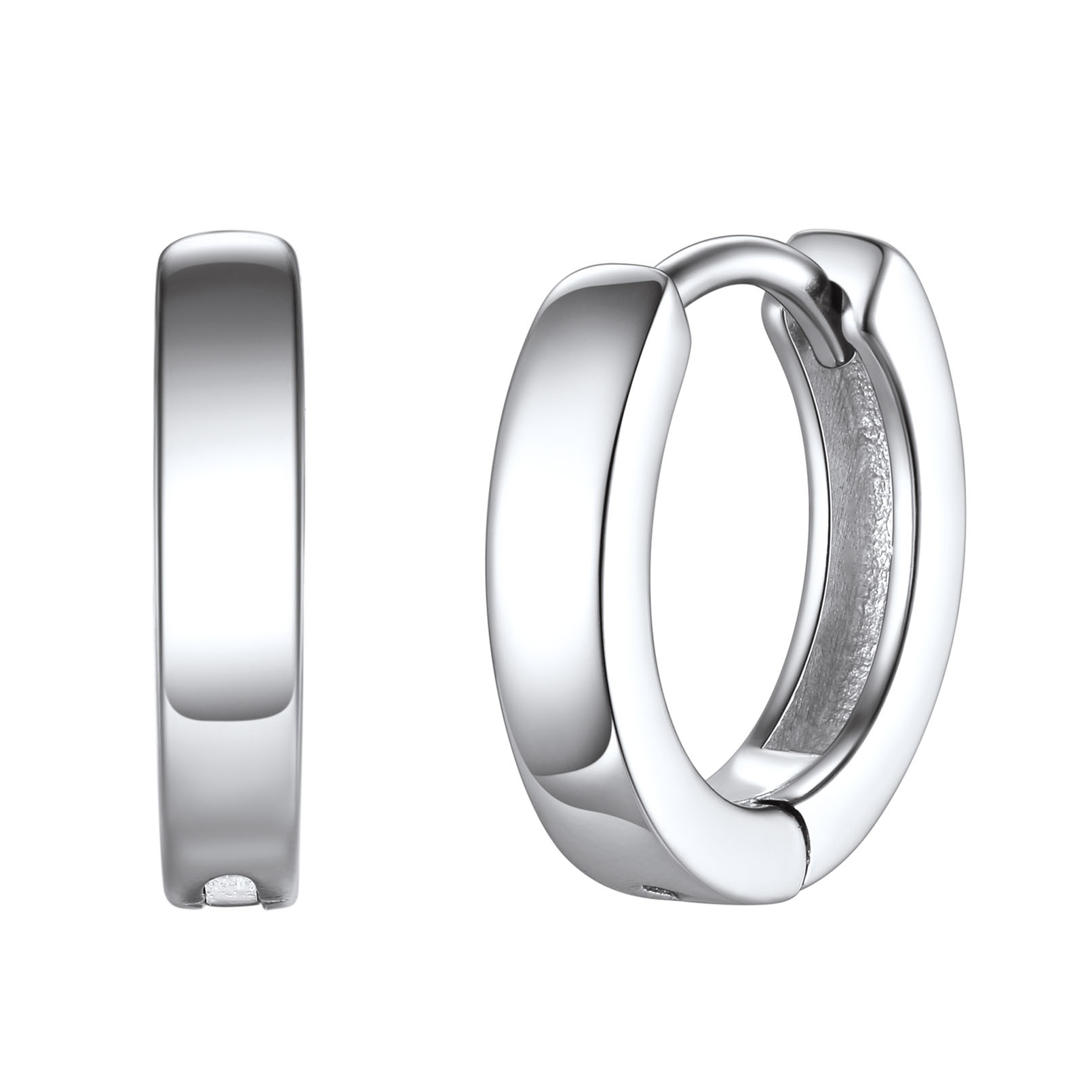 Silver High Polish Stackable Huggie Hoop Earrings