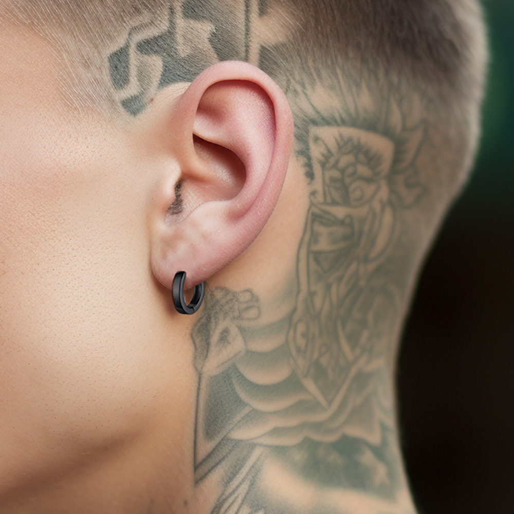 High Polish Stackable Huggie Hoop Earrings  for Men, Father, boyfriend