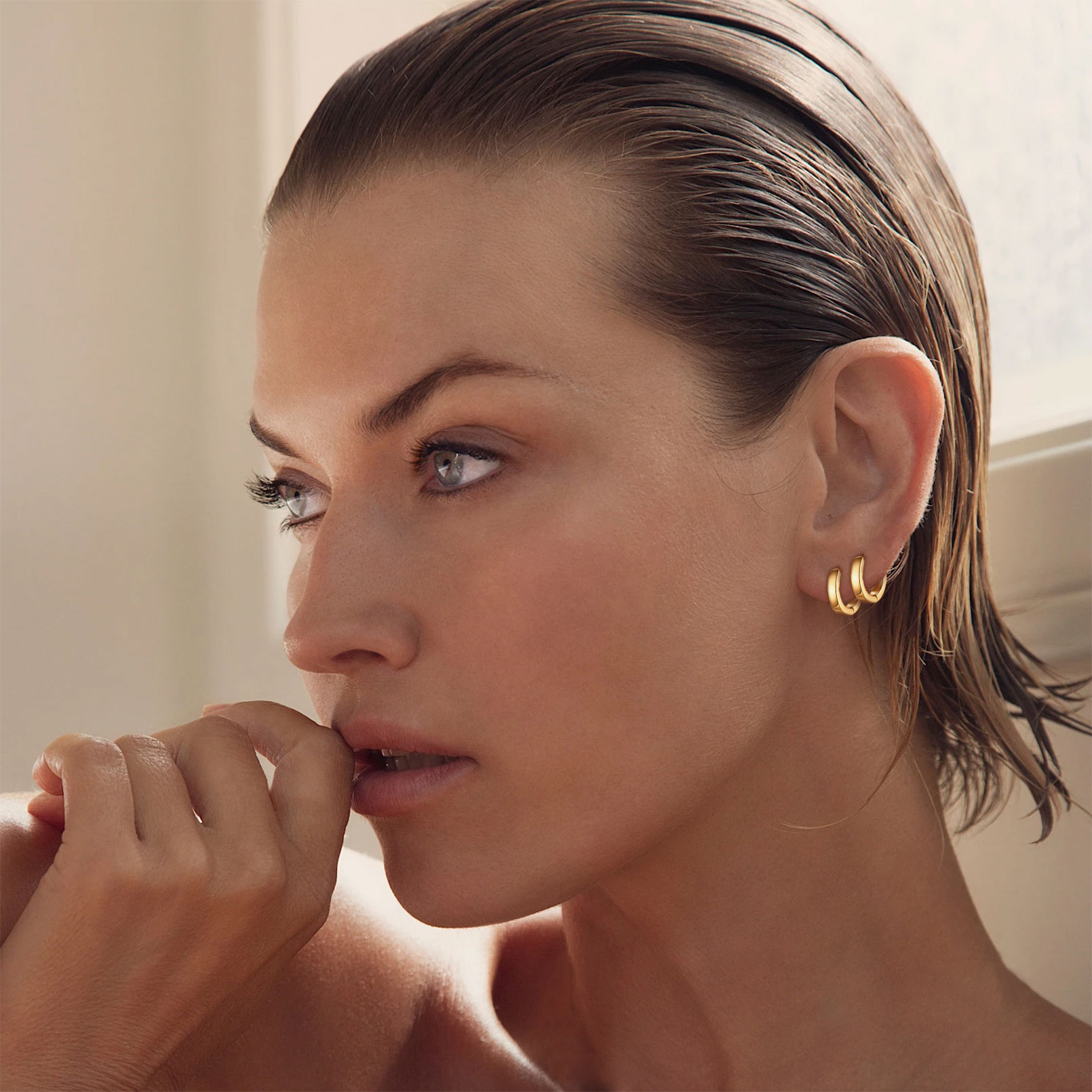 High Polish Stackable Huggie Hoop Earrings for Women, Ladies