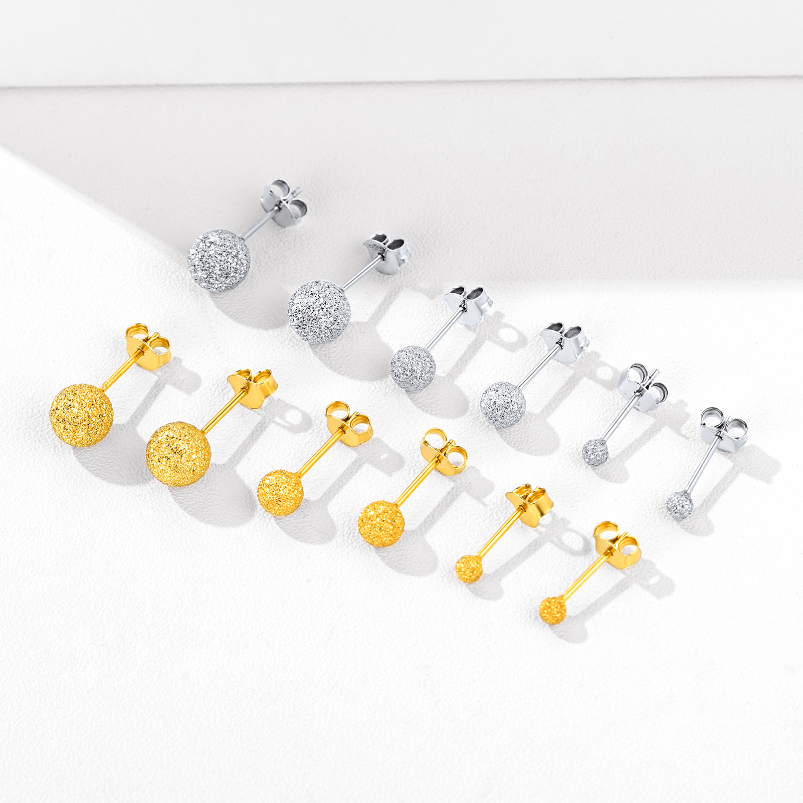 Sterling Silver 3-7mm Bead Stud Earrings for Her For Kids