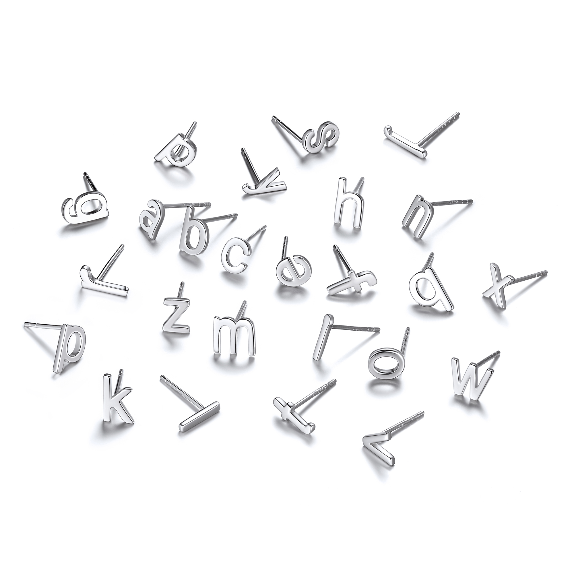 Lowercase Letter A-Z Initial Stud Earrings 