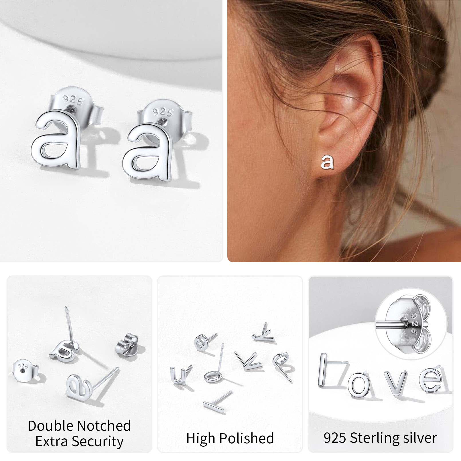 Lowercase Letter A-Z Initial Stud Earrings 