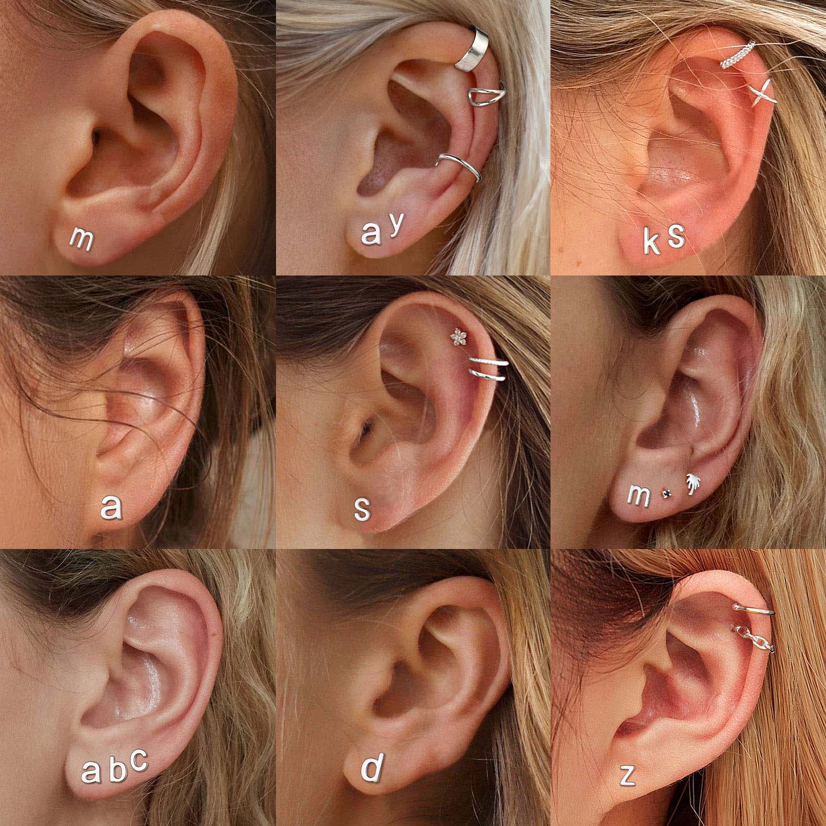 Lowercase Letter A-Z Initial Stud Earrings 