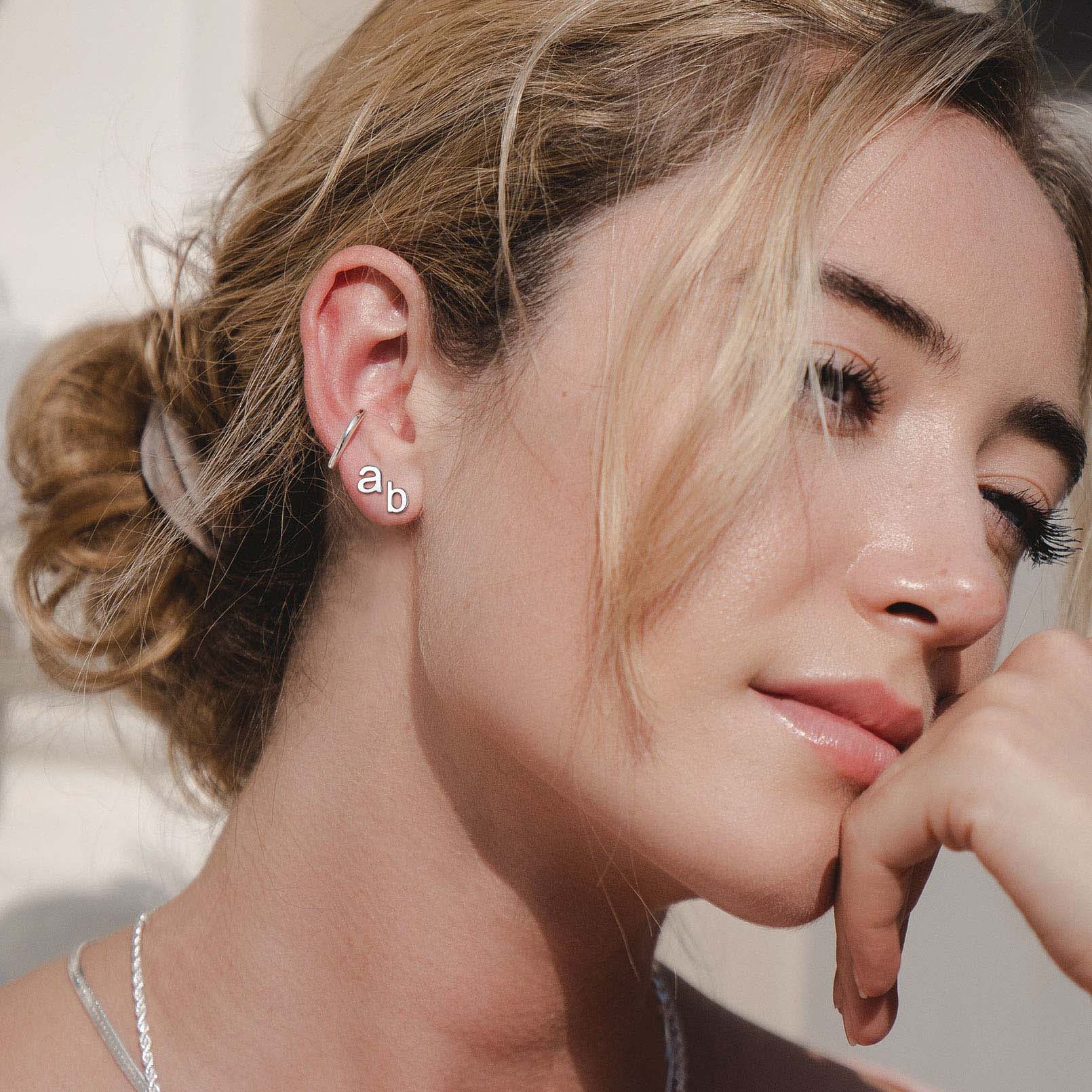 Lowercase Letter A-Z Initial Stud Earrings 