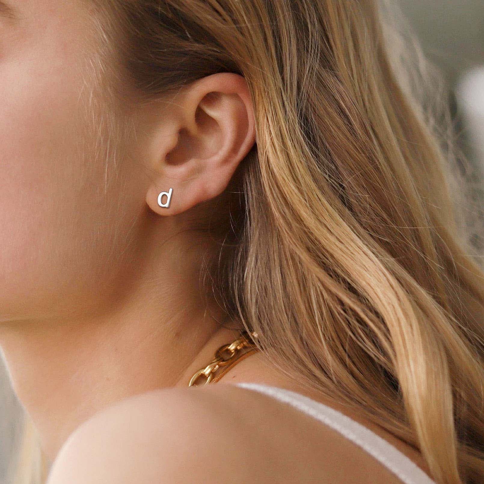 Lowercase Letter A-Z Initial Stud Earrings 