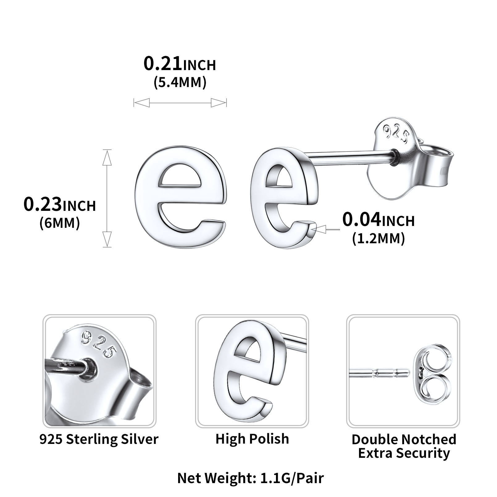 Lowercase Letter A-Z Initial Stud Earrings 