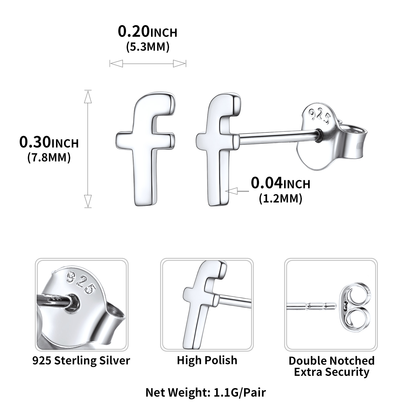 Lowercase Letter A-Z Initial Stud Earrings 