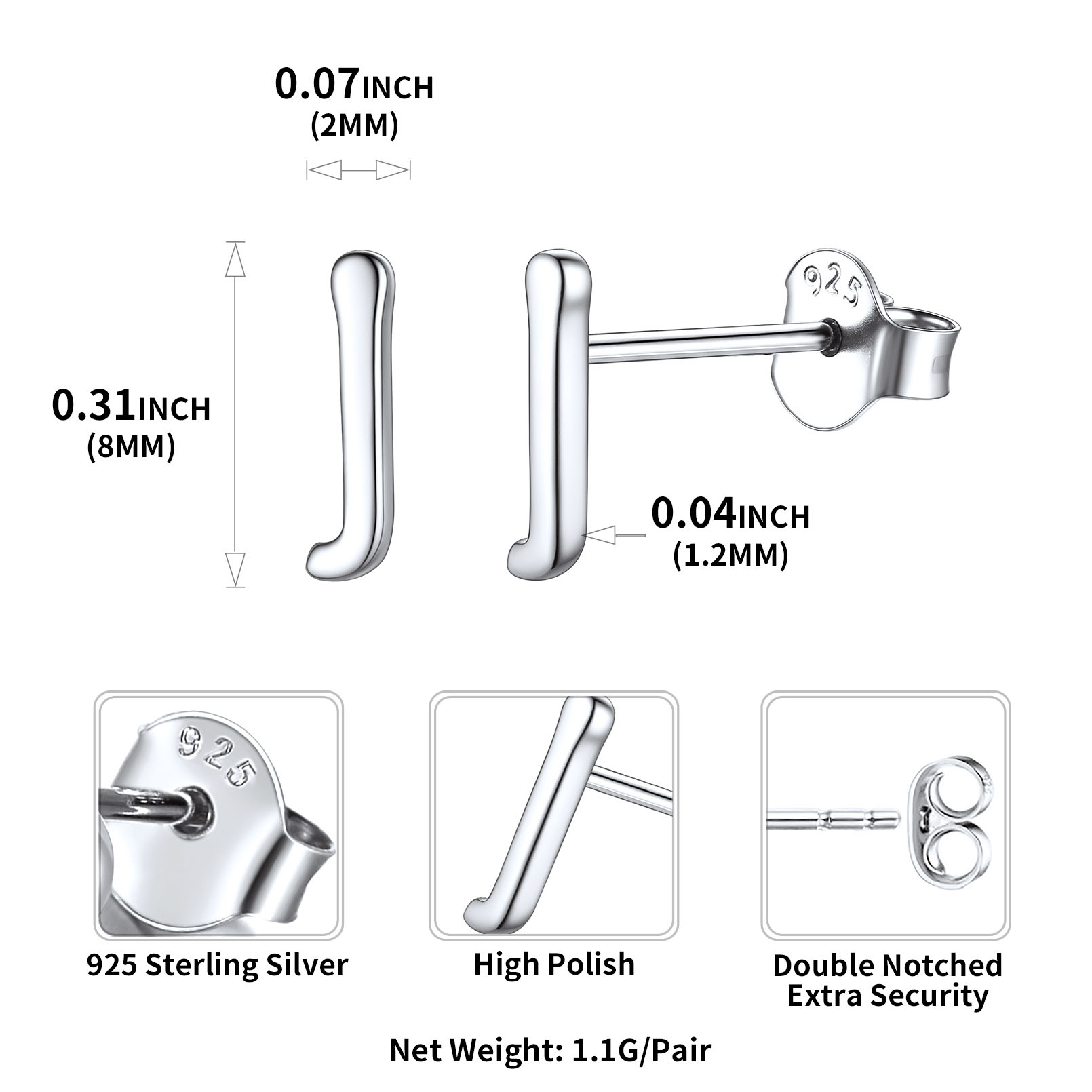 Lowercase Letter A-Z Initial Stud Earrings 