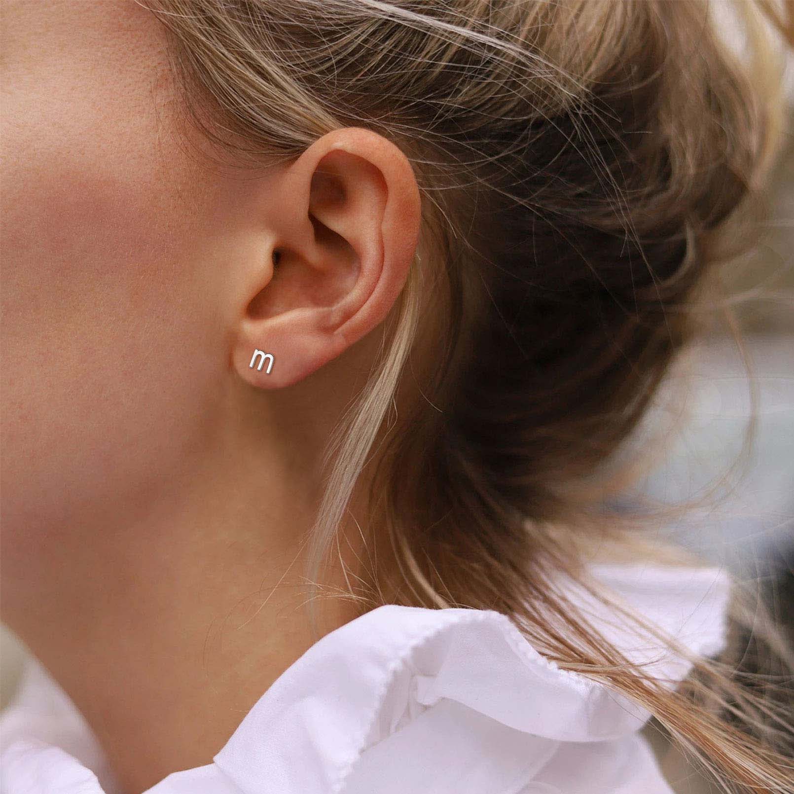 Lowercase Letter A-Z Initial Stud Earrings 