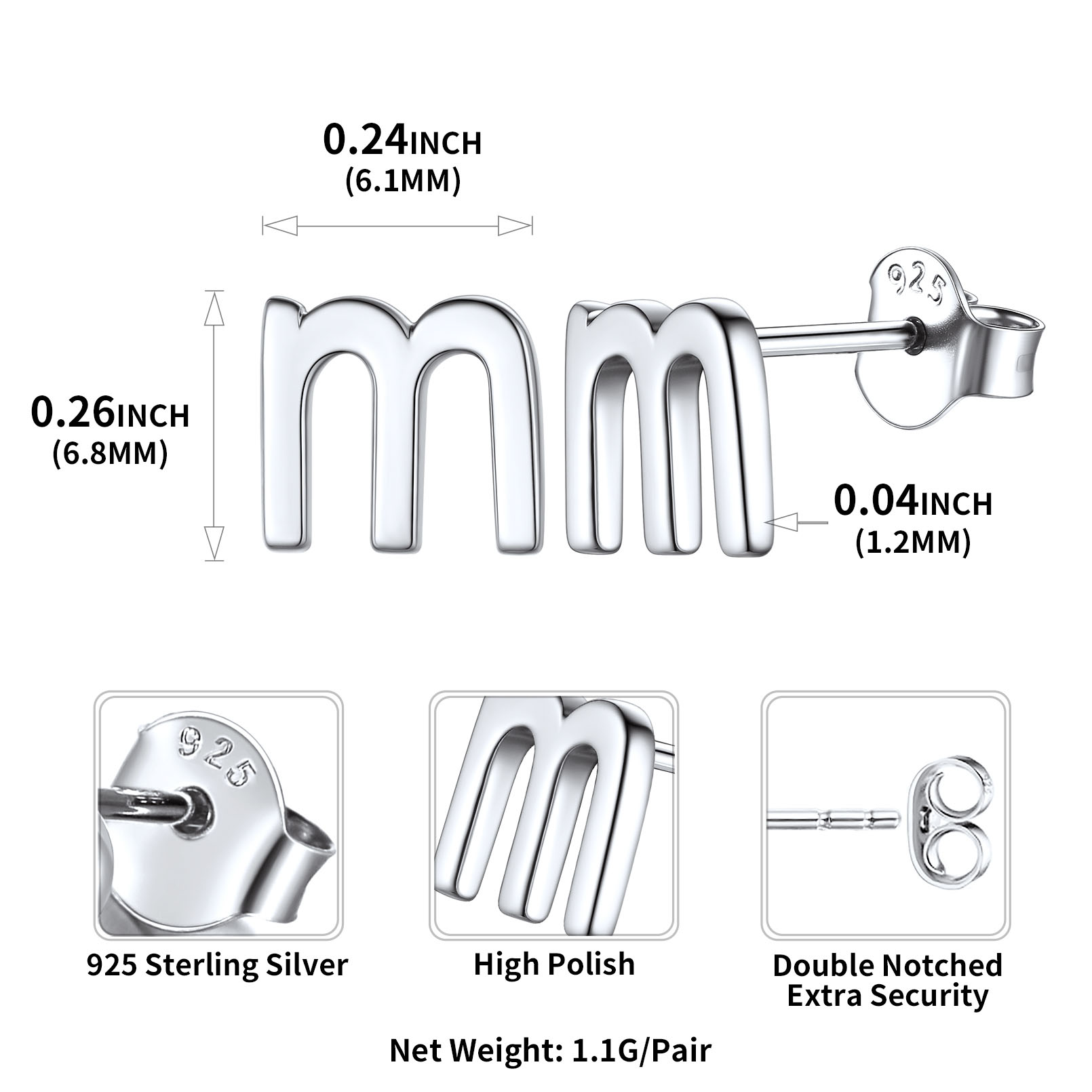 Lowercase Letter A-Z Initial Stud Earrings 