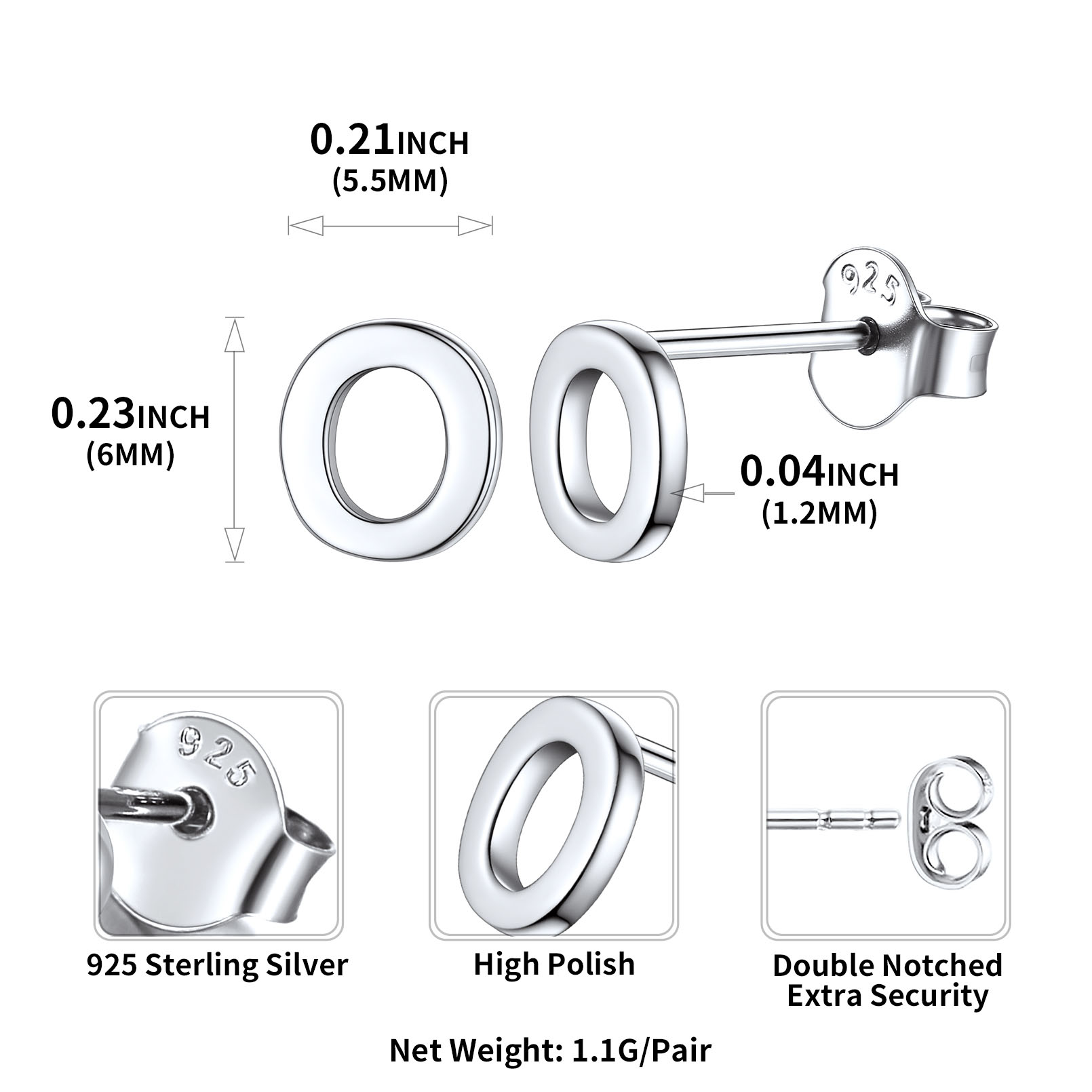 Lowercase Letter A-Z Initial Stud Earrings 