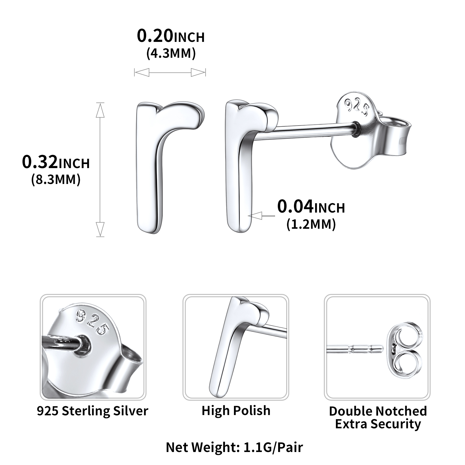 Lowercase Letter A-Z Initial Stud Earrings 