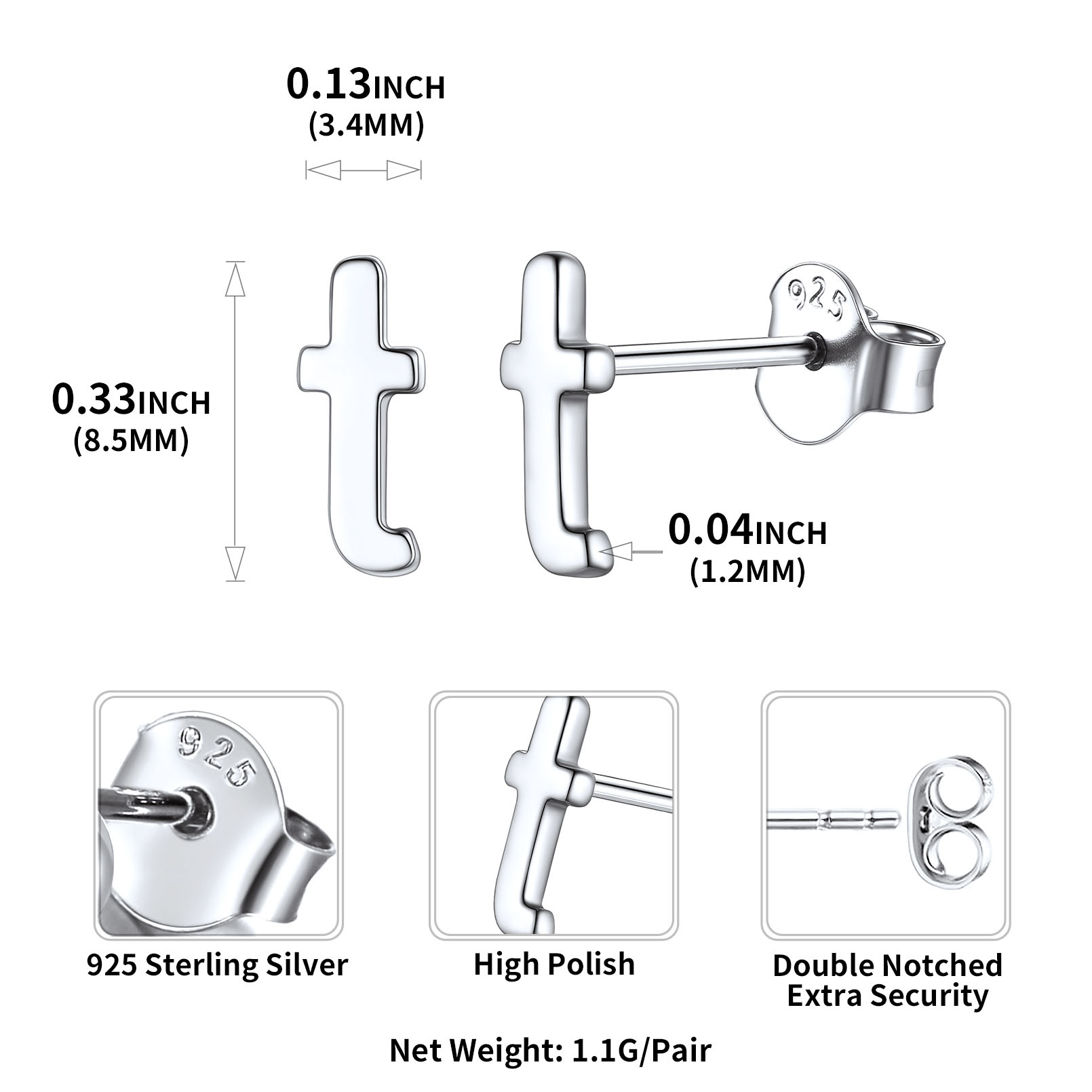 Lowercase Letter A-Z Initial Stud Earrings 