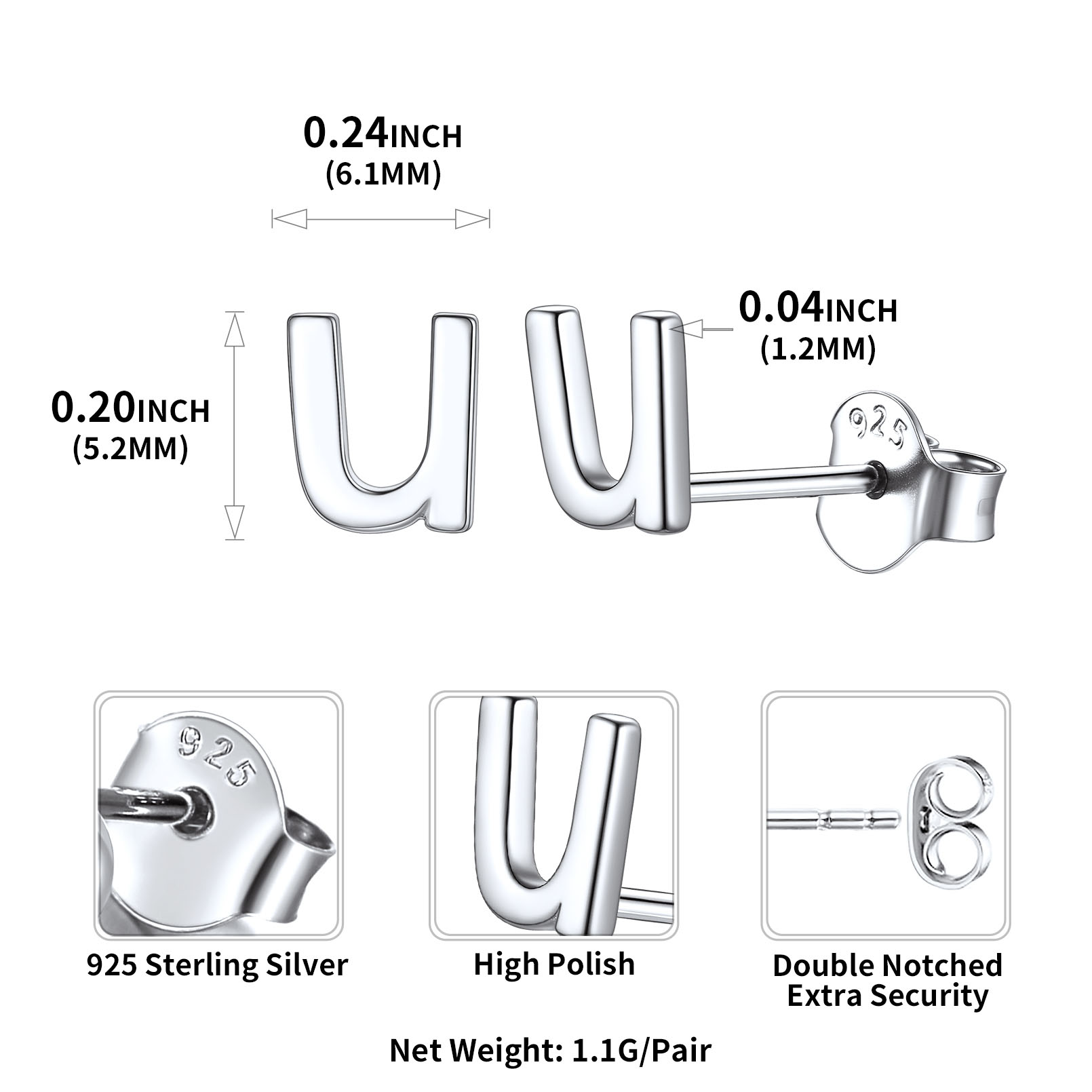 Lowercase Letter A-Z Initial Stud Earrings 