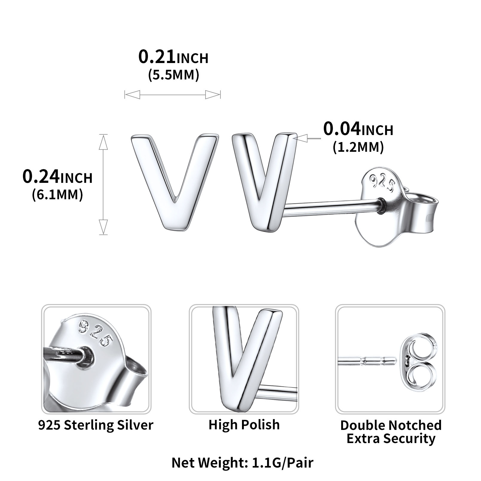 Lowercase Letter A-Z Initial Stud Earrings 