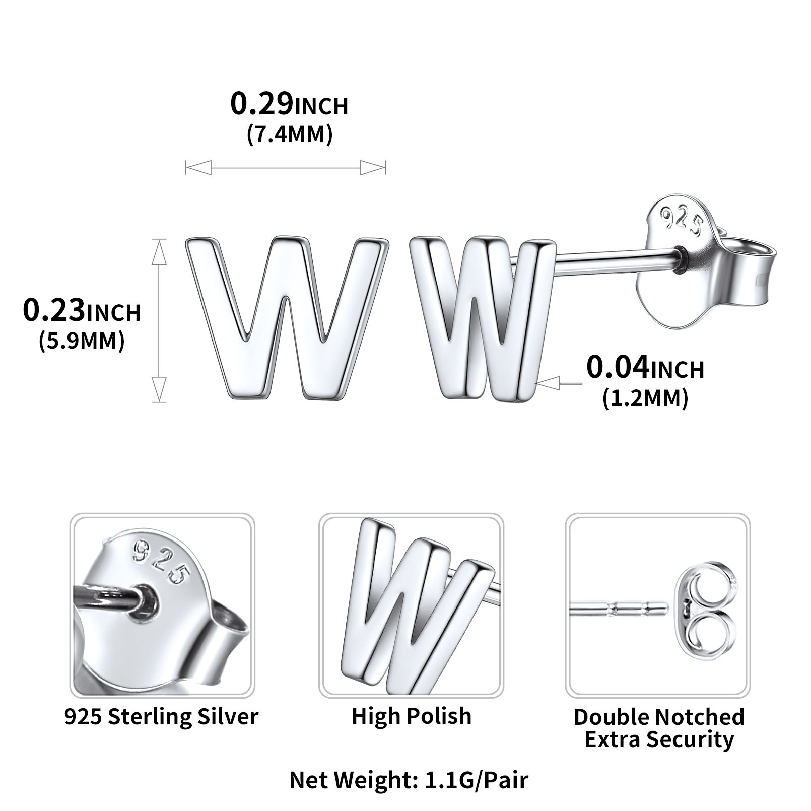 Lowercase Letter A-Z Initial Stud Earrings 