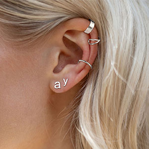 Lowercase Letter A-Z Initial Stud Earrings 