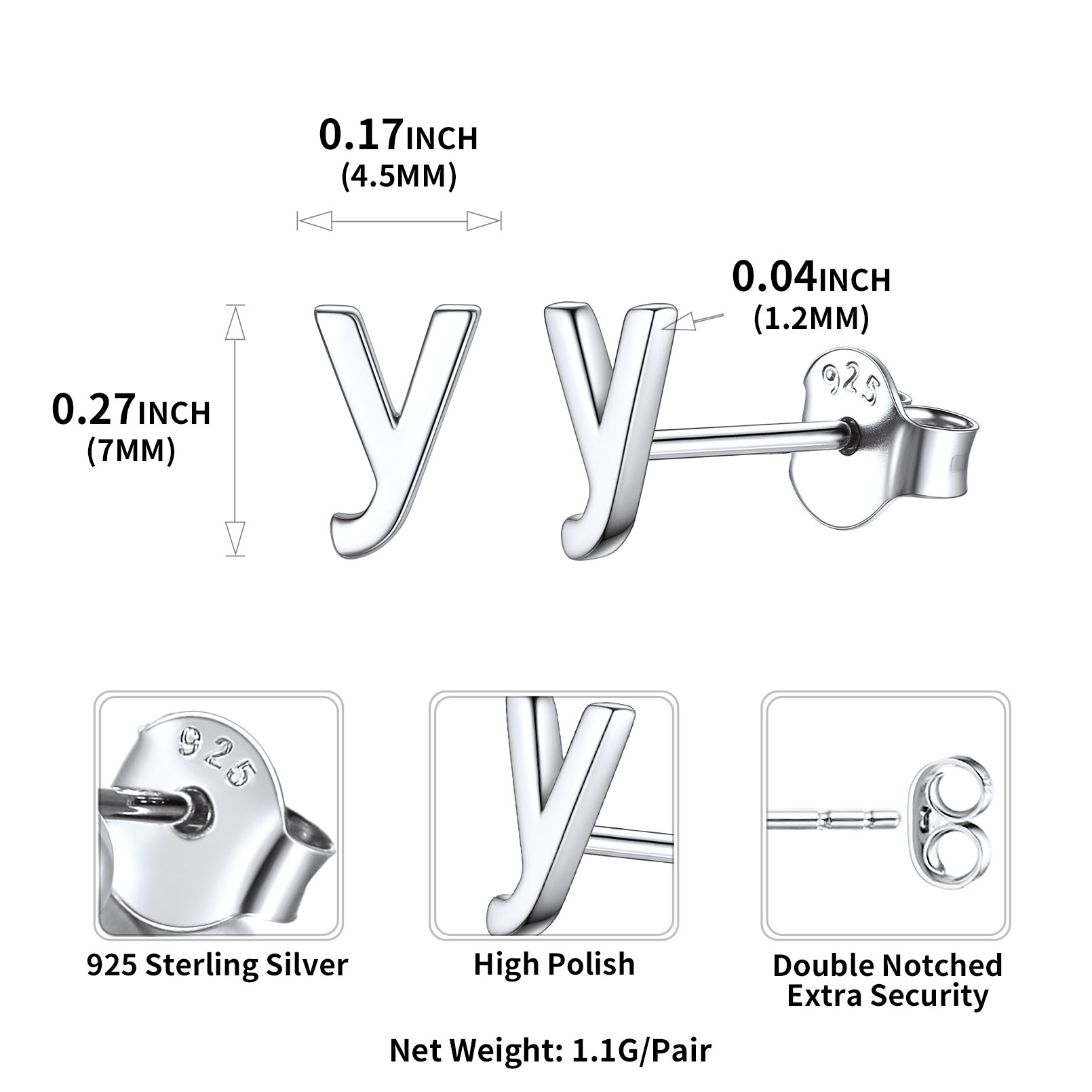 Lowercase Letter A-Z Initial Stud Earrings 