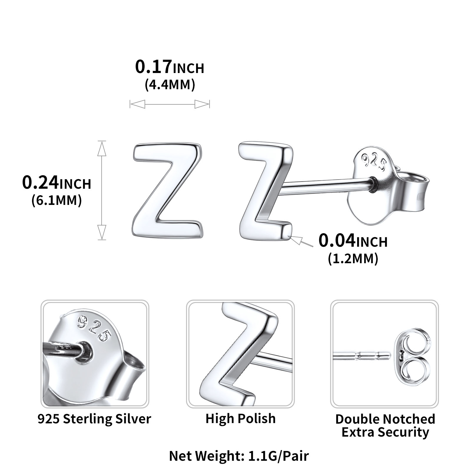 Lowercase Letter A-Z Initial Stud Earrings 