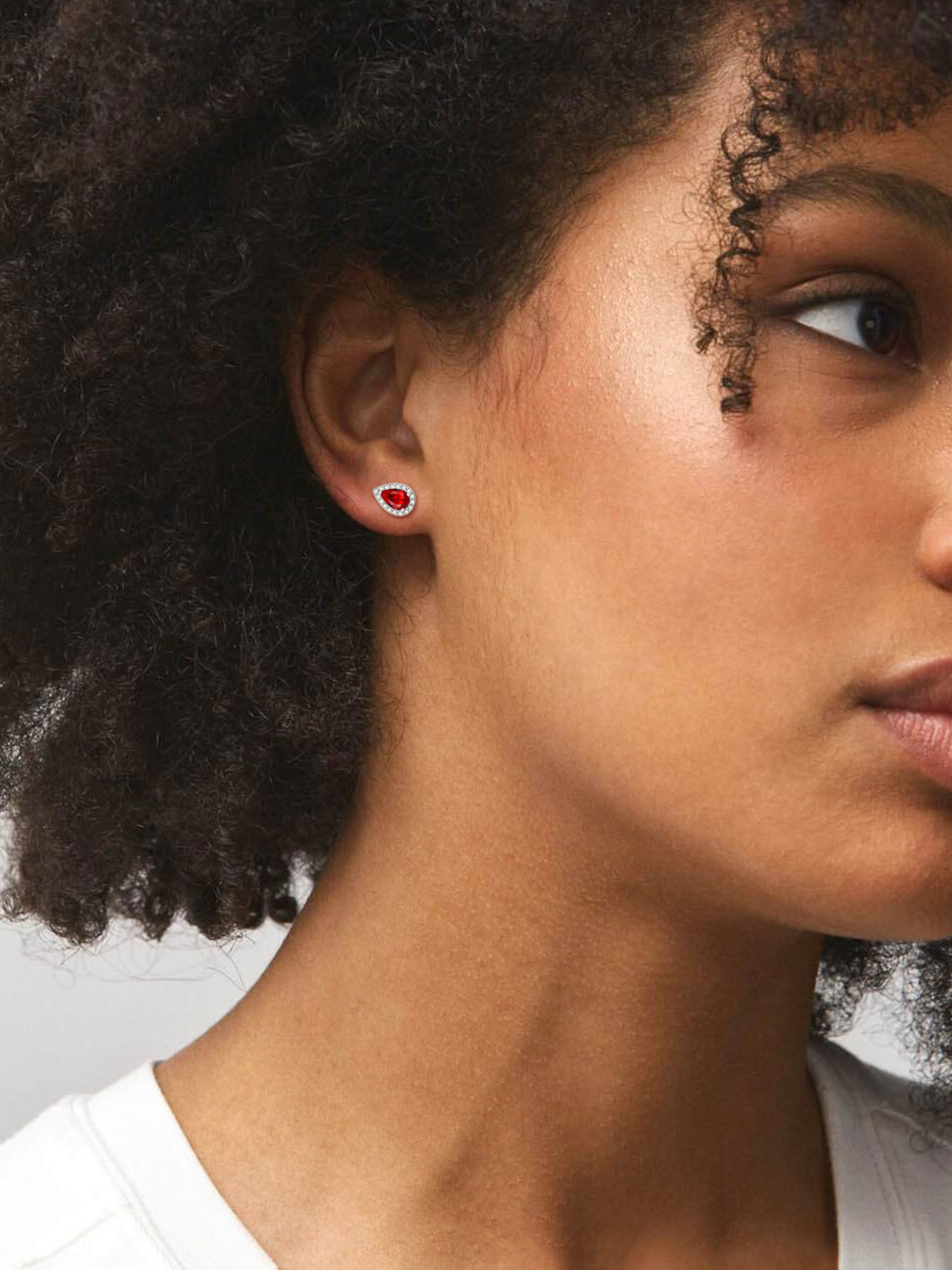 Teardrop Birthstone Halo Stud Earrings for Women, jan birthstone, Garnet Earrings, Capricorn Birthstone, Aquarius Birthstone, sterling silver jewelry, gift idea