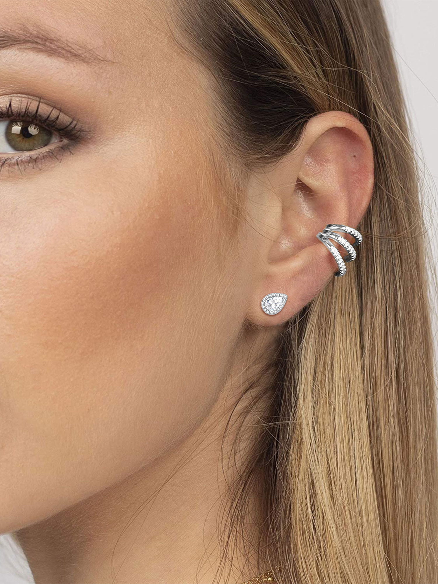 Teardrop Birthstone Halo Stud Earrings for Women, april birthstone, Diamond Jewelry, Aries Birthstone, Taurus Birthstone, birthstone earrings, gift idea