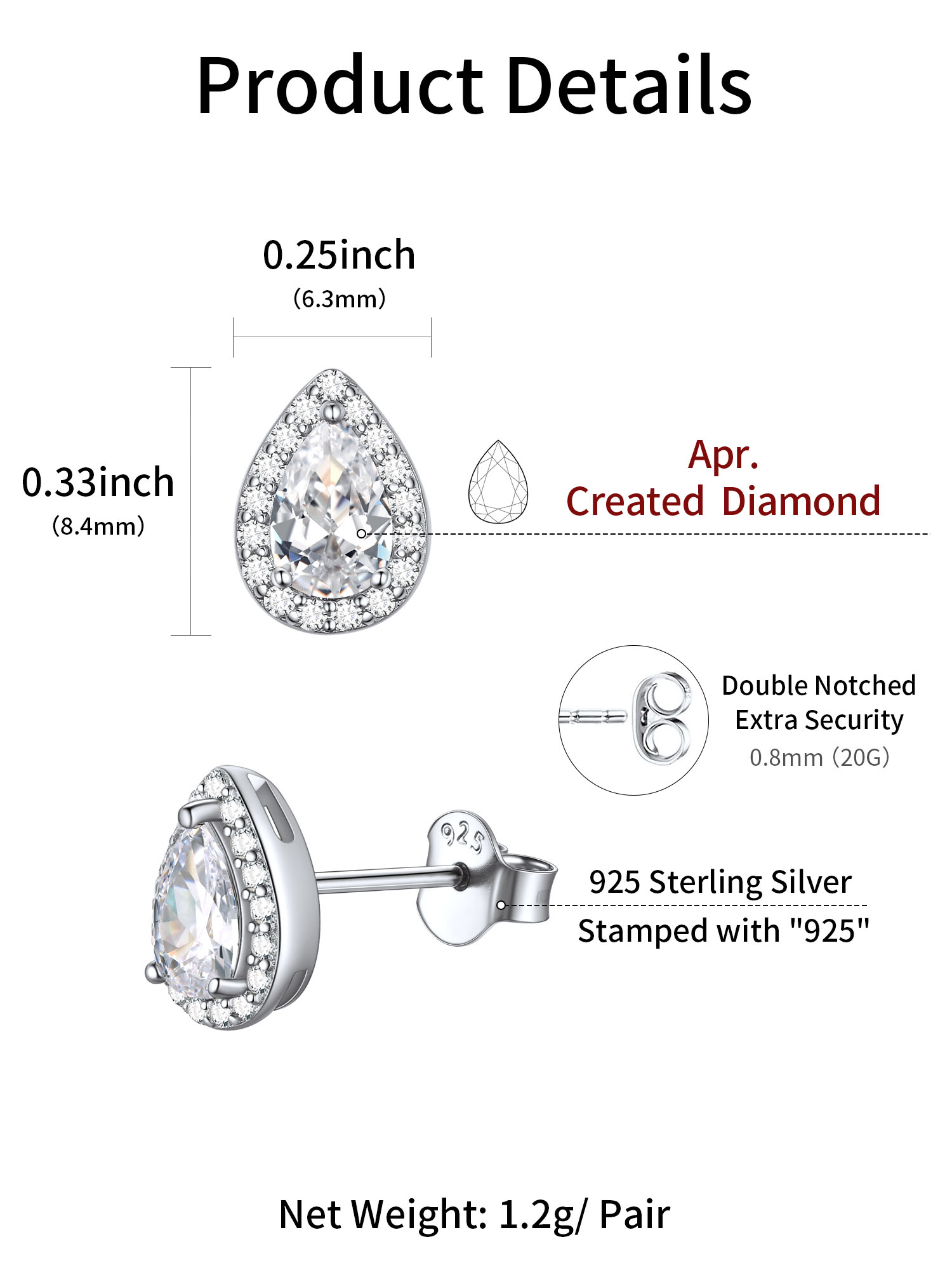 Teardrop Birthstone Halo Stud Earrings for Women, april birthstone, Diamond Jewelry, Aries Birthstone, Taurus Birthstone, birthstone earrings, gift idea