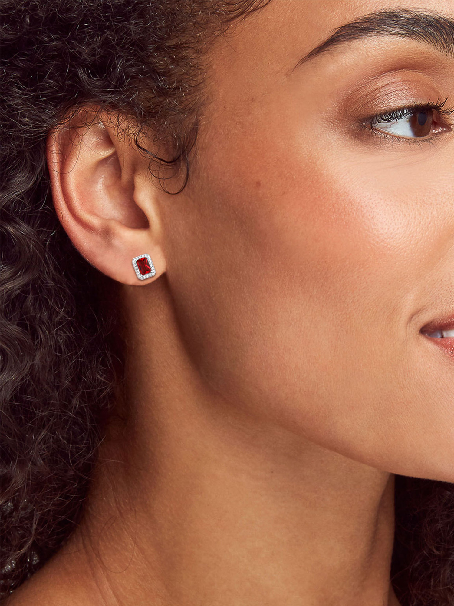 Square Birthstone Halo Stud Earrings for Women, jan birthstone, Garnet Earring, Capricorn Birthstone, Aquarius Birthstone, sterling silver jewelry, gift idea